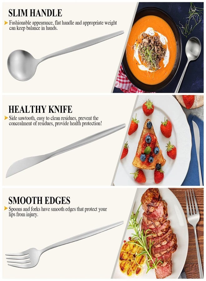 ROMAWARE Silverware Set for 8, 40 Piece Flatware Set, Cutlery Tableware set Include Spoons And Forks Set, Stainless Steel Utensil Set, Matte polished Finish, Dishwasher Safe - Image 5